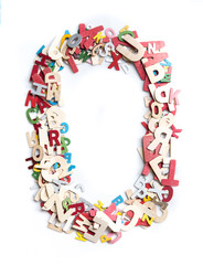 Colorful wood alphabet letters on white background,letter O