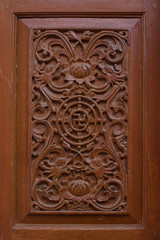 Carved wooden latticework with pattern of Chiness