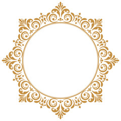 Decorative frame Elegant vector element for design in Eastern style, place for text. Floral golden border. Lace illustration for invitations and greeting cards.