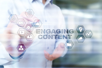 Engaging content on virtual screen. Digital marketing concept.