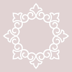 Decorative frame Elegant vector element for design in Eastern style, place for text. Floral pink border. Lace illustration for invitations and greeting cards