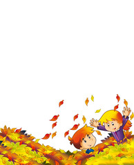 Fototapeta premium cartoon happy and funny scene with kids having fun on white background - illustration for children