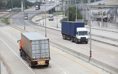 Naklejka premium Truck run on road, Drive on road, transportation logistic concept
