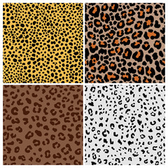 Panther skin. Leopard pattern or jaguar print set, spotted cat fur patterns vector illustration