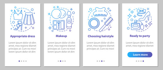 Getting ready for party onboarding mobile app page screen with l