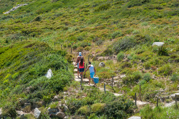 Coastal walk Sentier du Littoral at the beach of l´Escalet