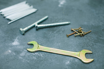 Repair modern tools on stone background top