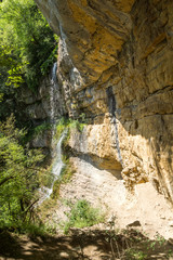 Landscape with Waterfall Skaklya near villages of Zasele and Bov at Vazov trail, Balkan Mountains, Bulgaria