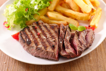 grilled beef and french fries