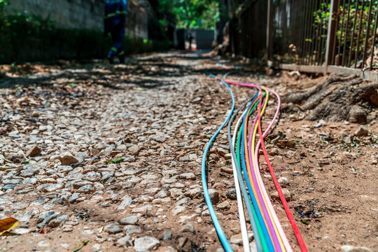 Fibre optic cables on the street