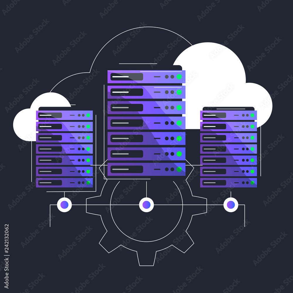 Poster vector image of data center, data collection service, database