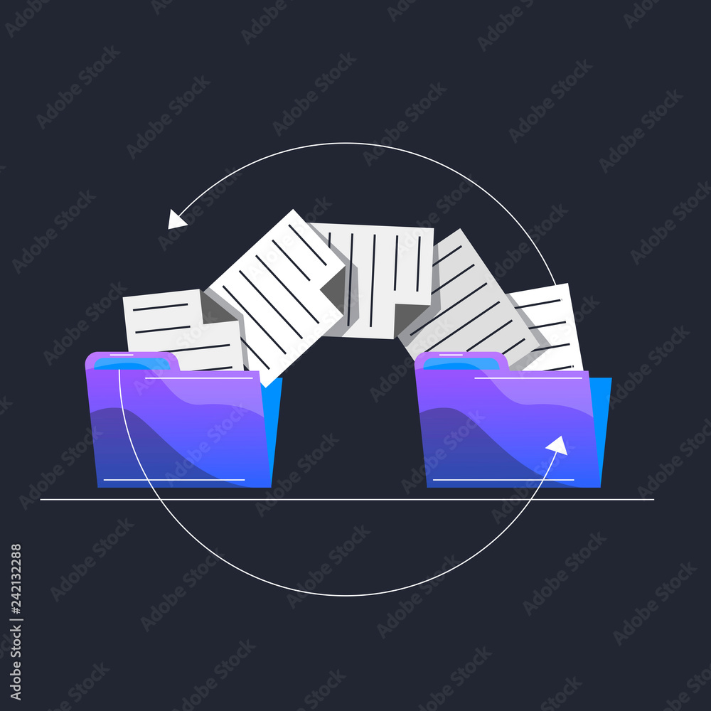 Poster vector image transfer text documents from one folder to another, copy files