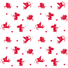 Seamless pattern with cupids
