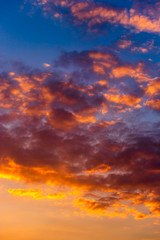 colorful dramatic sky with cloud at sunset.