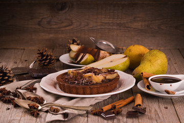 Pear and Chocolate Tart.