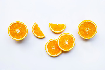 Fresh orange citrus fruits  on white background.