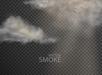 set of vector clouds and smoke on transparent