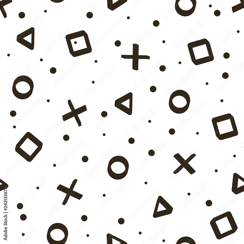 Poster vector image of seamless background consisting of game symbols, white background with bright element