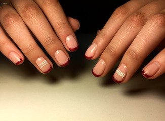 fancy red french manicure