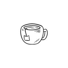 Mug of hot tea hand drawn outline doodle icon