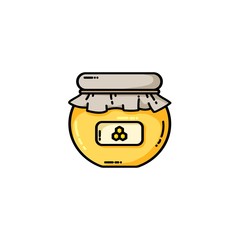Honey jar flat icon. Vector isolated colorful image