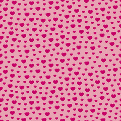 Vector seamless pattern with Valentine's Day. A big, little heart on an isolated pink background. Vector illustration for greeting card or poster.