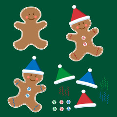 Christmas vector icon with a cookie in the form of a man.