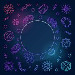 Pathogenicity square colored frame. Vector concept illustration in thin line style with place for your text on dark background