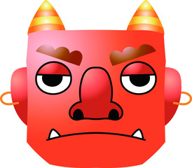 Cute japanese red Gradation demon Mask