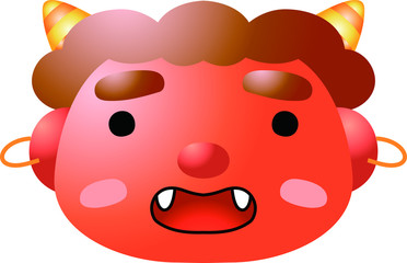 Cute japanese red Gradation demon Mask