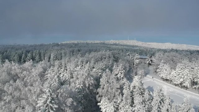 Aerial view at mountain at winter time