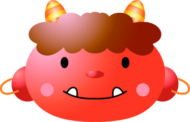 Cute japanese red Gradation demon Mask