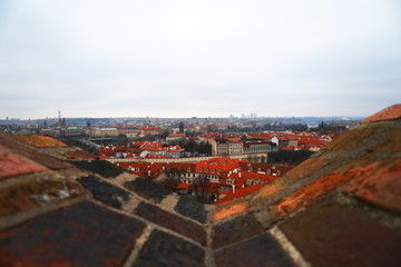 Fototapeta na wymiar Prague view from top with red roofs