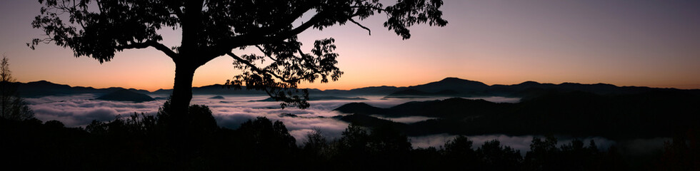 Smoky Mountains of Tennessee and North Carolina at Foggy Sunrise