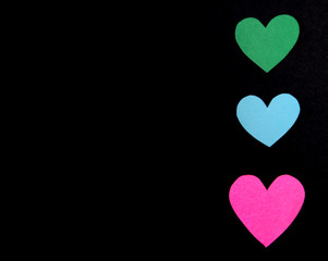 Heart shape on Valentine's Day and black background.