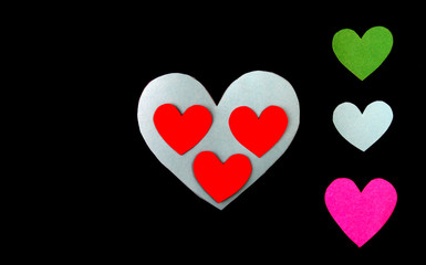 Heart shape on Valentine's Day and black background.