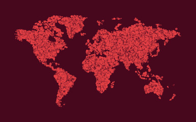 red abstract dotted map of the world