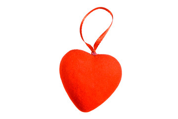 Red heart isolated on the white background