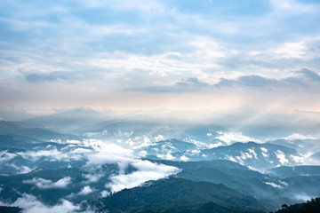 Fototapeta na wymiar Mountain peaks sunlight landscape