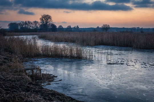 Dusk over the lake near Konstancin-Jeziorna, Masovia, Poland