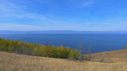 Fototapeta premium Beautiful view of Lake Baikal Olkhon Island in a sunny day, Irkutsk Russia