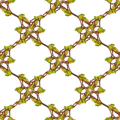 Seamless pattern with twigs and buds