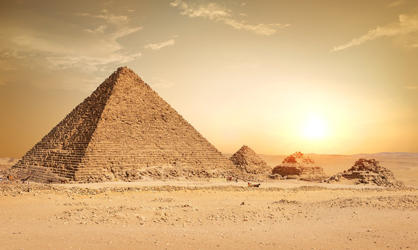 Pyramids in sand desert