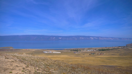 Beautiful view of Lake Baikal Olkhon Island in a sunny day, Irkutsk Russia.