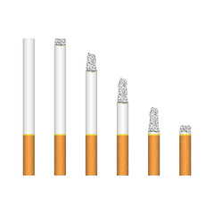 Set of burning cigarette.