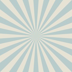 Sunlight retro faded background. Pale blue color burst background.
