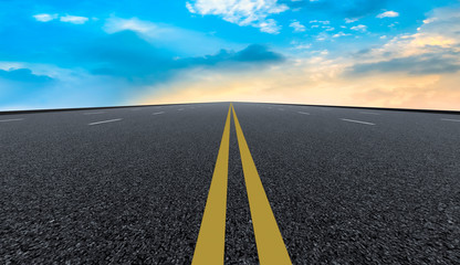 Air highway asphalt road and beautiful sky scenery