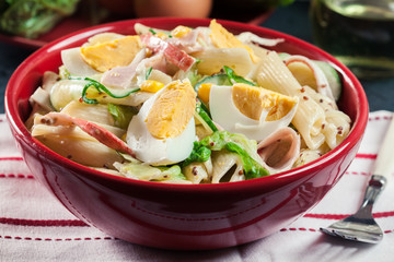 Macaroni salad with ham and other