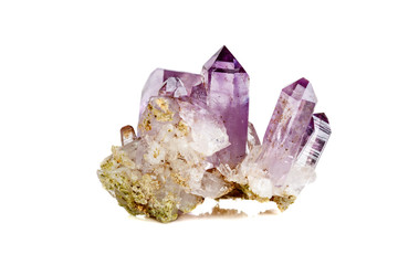 Amethyst Crystal Druse  macro mineral on white background