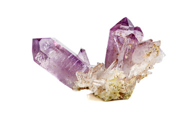 Amethyst Crystal Druse  macro mineral on white background